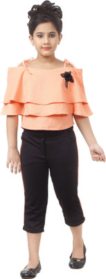 Style Junction Girls Casual Top Capri(BLACK)