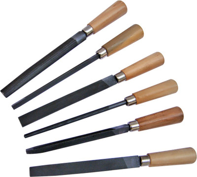 Scorpion 4” File (Set Of 6 Pcs) With Wooden Handle Knife Sharpening Steel(Steel)