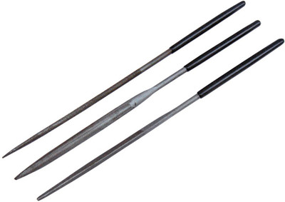 Scorpion File Needle (Set Of 3 Pcs. - Round, Half Round, Triangle) In Black Insulated Handle Knife Sharpening Steel(Steel)