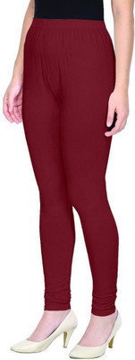 Styllofy Churidar Length Western Wear Legging(Maroon, Solid)