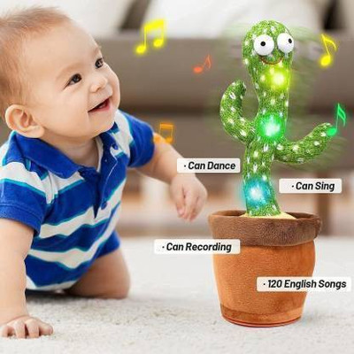 Toyvala Dancing Musical Cactus Toy-131(Green, Brown)