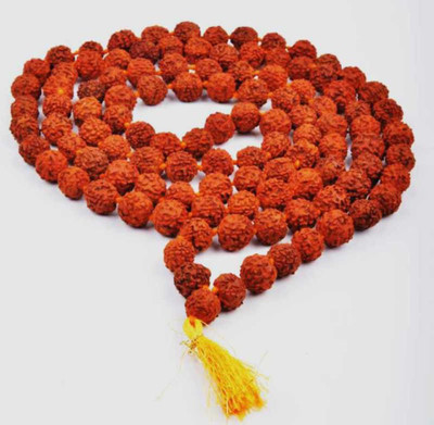 LETNIX PanchMukhi Rudraksha Jaap Mala Original 108 Beads Brass Chain Wood Chain