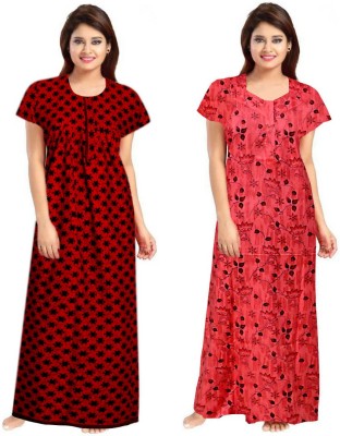 Payodhi Women Nighty Set(Red, Black)