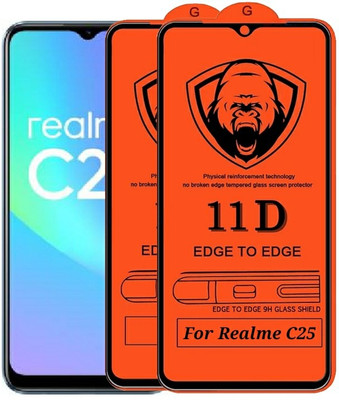 tendwell Edge To Edge Tempered Glass for Realme C25(Pack of 2)