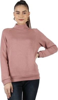 MONTE CARLO Self Design High Neck Casual Women Pink Sweater