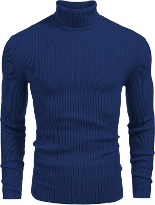 Denimholic Striped Turtle Neck Casual Men Blue Sweater