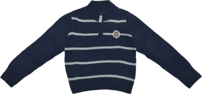 Toothless Striped High Neck Casual Boys Blue Sweater