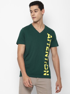 FOREVER 21 Printed Men Round Neck Dark Green T-Shirt
