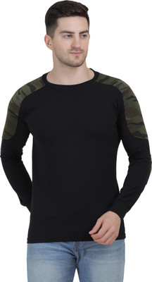 Jaksoxfast Military Camouflage Men Round Neck Dark Green, Brown, Black T-Shirt
