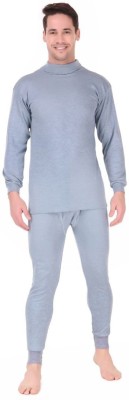 KZALCON Men's Solid High Neck Thermal Wear Top And Bottom Set Men Top - Pyjama Set Thermal