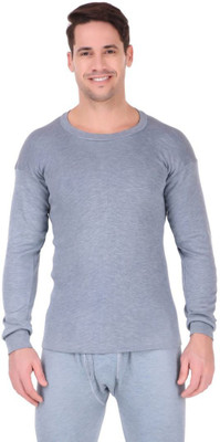 KZALCON Men's Solid Round Neck Thermal Top Men Top Thermal