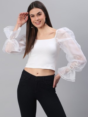 Cation Casual Solid Women White Top