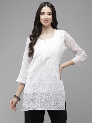 ADA Casual Embroidered Women White Top