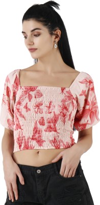 POPWINGS Casual Printed Women Pink Top