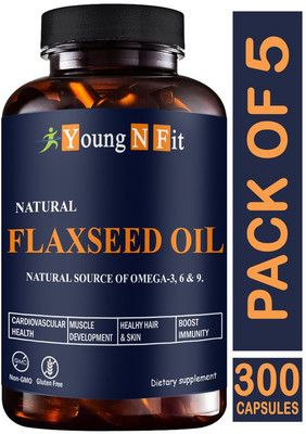 Young N Fit Flaxseed extract capsules Omega 3 (YNF246)Advanced(5 x 60 Capsules)