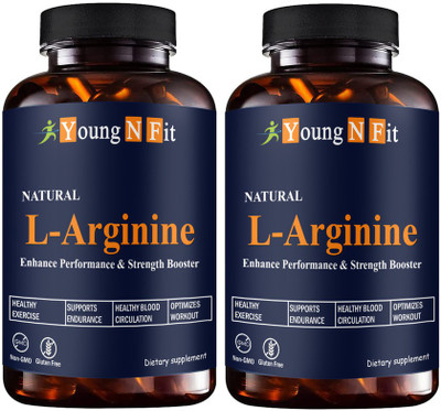 Young N Fit L-Arginine 1000mg Capsules Per Serving, l arginine supplement (YNF119)Pro(2 x 60 Capsules)