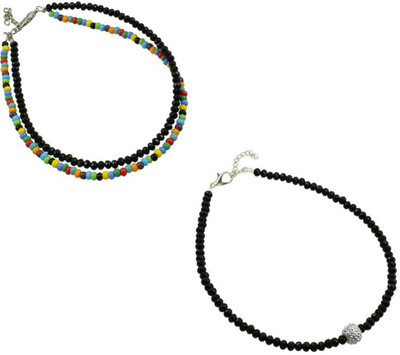 HIGH TRENDZ Combo pack of 2 Single Leg Beads Alloy Anklet(Pack of 2)