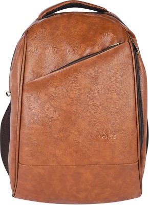 Pramadda Pure Luxury Classic Leather Laptop Backpack for Men Women | Vegan Leather 19 inch Bags for Men | Office bagpack Men Women | Tourister Daily Use Fashion Leather Tan Brown Black Beg | Premium College School Senior Class Bags | Travel Backpacks Stylish 30 L Laptop Backpack(Tan)