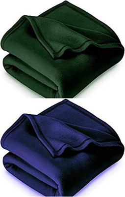 Weavekart Solid Single Fleece Blanket for  AC Room(Polyester, Green & blue)