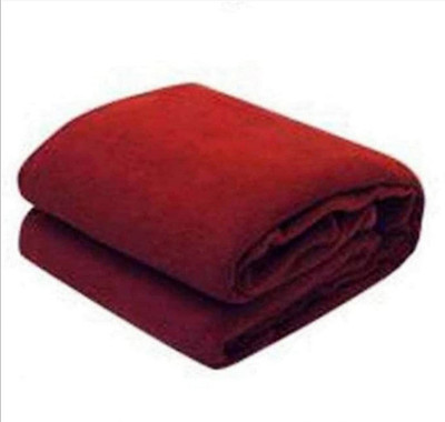 MFI Solid Single Fleece Blanket for  AC Room(Polyester, Maroon)