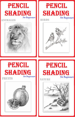 Pencil Shading Books For Kids (4 Books) | Learn Pencil Shading Of Birds, Animals, Fruits & Nature(Paperback, SA)