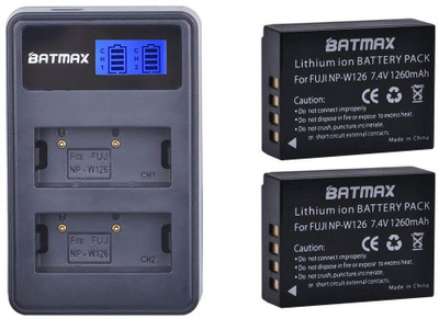 Batmax NP-W126 Battery (2-Pack) and Compact LCD USB Dual Charger for Fujifilm Cameras, Battery for NP-W126, NP W126, NPW126  Camera Battery Charger(Multicolor)