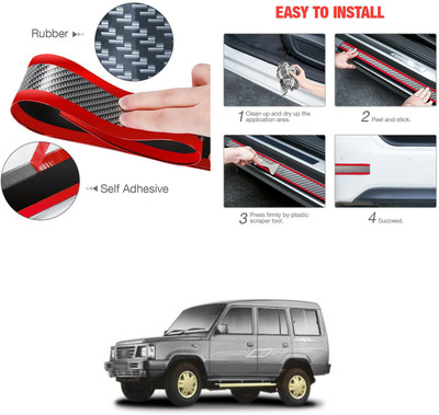 XZRTZ Carbon Fiber Wrap Film Individualized Car Door Sill Protector Self-Adhesive Car Bumper Protector,Waterproof Auto Door Entry Guard Sticker,Anti-Collision Strip Rubber Scratch Protection Strip,Red C225 Door Sill Plate