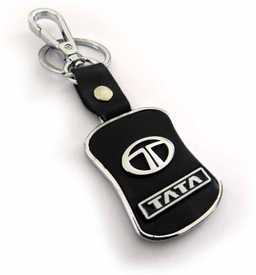 AVI Leatherite Tata Locking Key Chain(Black)