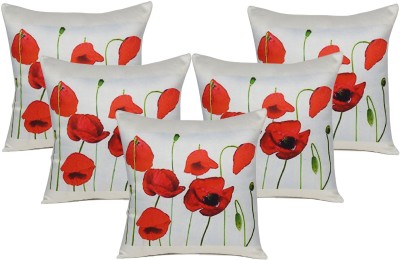 Riara Geometric Cushions Cover(Pack of 5, 30 cm*30 cm, White, Red)