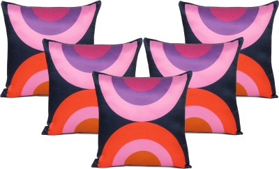 Riara Geometric Cushions Cover(Pack of 5, 30 cm*30 cm, Black, Red)