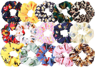 eCap Random Colour And Print scrunchies Rubber Band(Multicolor)