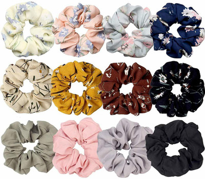 NANDANA COLLECTIONS High Quality Scrunchies, Random Colour & Print Rubber Band(Multicolor)
