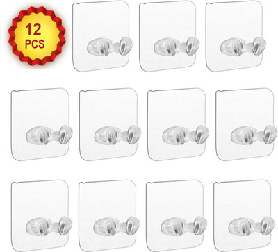 Aradent Self Adhesive Wall Hooks for Power Plug Socket Holder, Toothbrush , Wall Mounted, Multi-Function Wall Storage Hook Pack Of 12 Pcs Hook 12(Pack of 12)