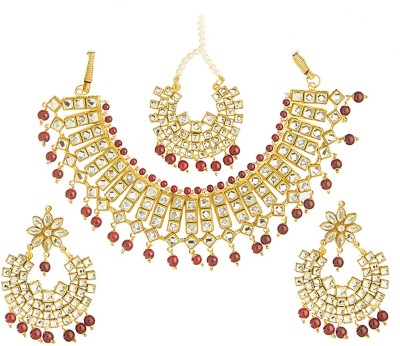 Shining Jewel Brass Gold-plated Maroon, Gold Jewellery Set(Pack of 1)