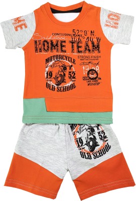 Muskan Readymade Boys & Girls Casual T-shirt Shorts(Orange)