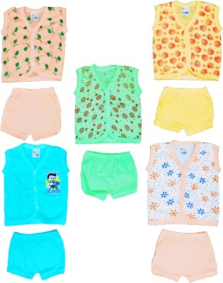 Fassify Kids Nightwear Baby Boys & Baby Girls Printed Cotton Blend(Multicolor Pack of 5)