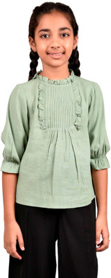 chuppan chupai Girls Casual Viscose Blend Top(Light Green, Pack of 1)