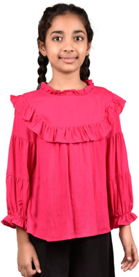 chuppan chupai Girls Casual Viscose Blend Top(Pink, Pack of 1)