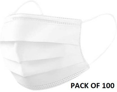 Wellstar 3 Ply Spunbond Disposable Mask with nosewire for dust pollution surgical Non-Woven Fabric 3 layer 3Ply Surgical Mask with Nose-Pin and Melt Blown Fabric Layer (Disposable & Reusable) (100 mask,ree Size) (White) Non-Washable Surgical Mask With Melt Blown Fabric Layer(White, Free Size, Pack o