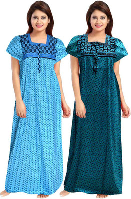 ZQURRA Women Nighty Set(Multicolor)