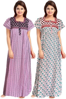 SUNJES Women Nighty Set(Multicolor)