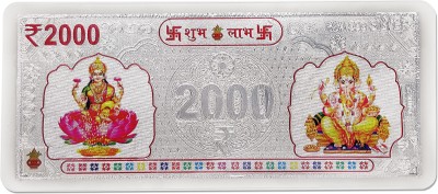 MAA SILVER Pure Silver Laxmi Ganpati Currency Note of Rs. 2000 Perfect for Gifting & Pooja Use