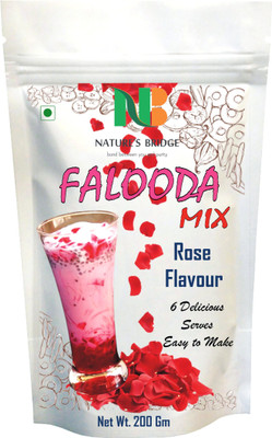 Nature's Bridge Falooda Mix Rose Flavour / Falooda / Mix Falooda / Rose Falooda / 12 Servings Falooda - 400 Gm 400 g