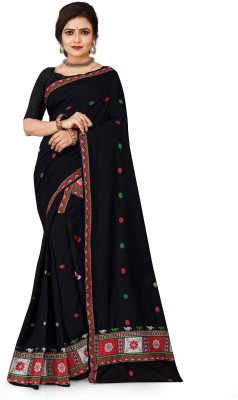 Skiran's Woven Mekhela Chador Cotton Blend Saree(Black)