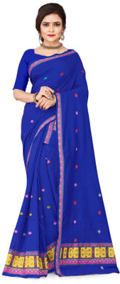 Skiran's Woven Mekhela Chador Cotton Blend Saree(Blue)
