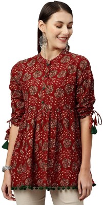 TFP Casual Printed Women Maroon, Beige, Dark Green Top