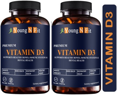 Young N Fit Plant Based Vitamin D3 K2 MK7 Supplement Veg Pro (YNF138)(2 x 60 Capsules)