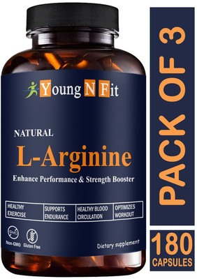 Young N Fit L-Arginine 1000mg Capsules Per Serving, l arginine supplement (YNF165)Ultra(3 x 60 Capsules)