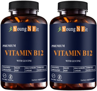 Young N Fit Organic B Complex Vitamins B12 and Biotin(YNF136)Premium(2 x 60 Capsules)