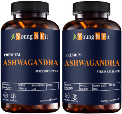 Young N Fit Raw Ashwagandha (Withania Somnifera)-Anxiety (YNF97)Pro(2 x 60 Capsules)